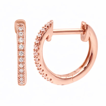 Gilded Lane 14K Gold 0.05ctw Diamond Single Row Huggie Hoop Earrings