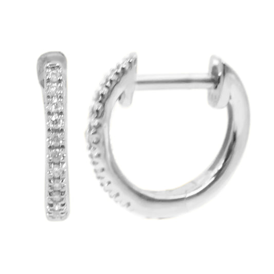 Gilded Lane 14K Gold 0.05ctw Diamond Single Row Huggie Hoop Earrings