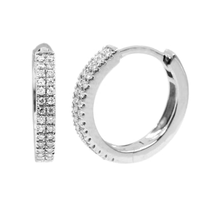 Gilded Lane 14K Gold 0.13ctw Diamond Double Row Huggie Hoop Earrings