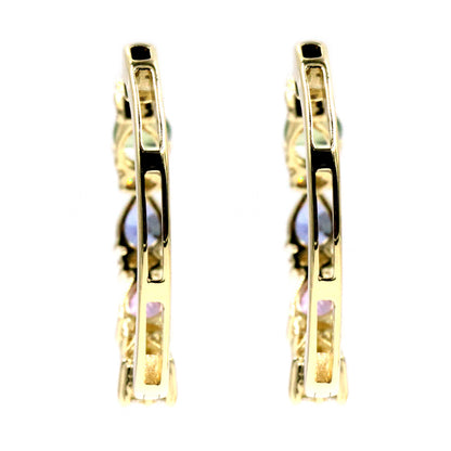 Gilded Lane 14K Gold 4x3mm Pear-Shaped Multi-Sapphire & Diamond Hoop Earrings