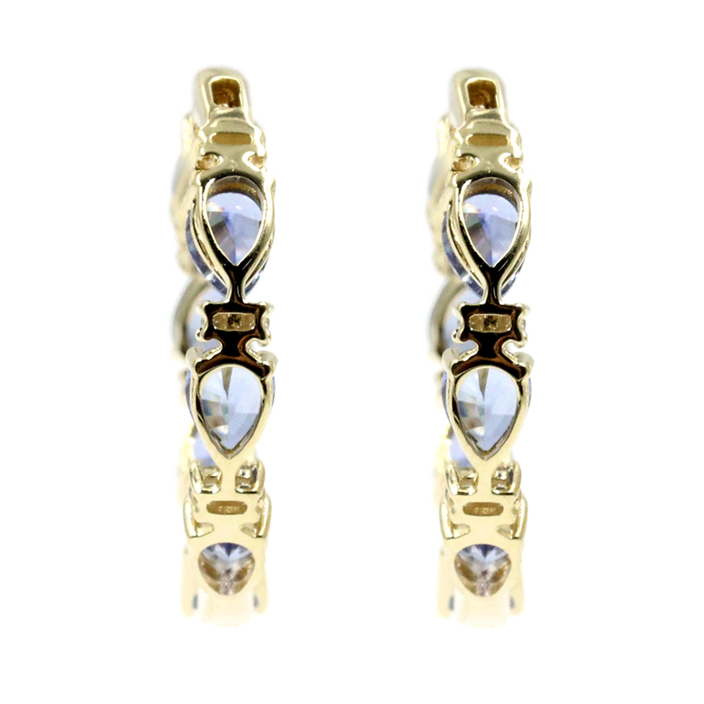 Gilded Lane 14K Gold Pear-Shaped Choice of Sapphire & Diamond Inside-Out Hoop Earrings