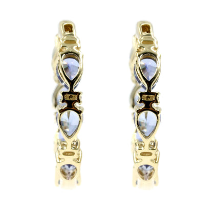 Gilded Lane 14K Gold Pear-Shaped Choice of Sapphire & Diamond Inside-Out Hoop Earrings