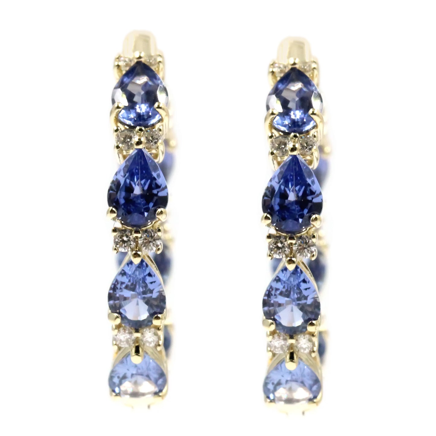 Gilded Lane 14K Gold Pear-Shaped Choice of Sapphire & Diamond Inside-Out Hoop Earrings