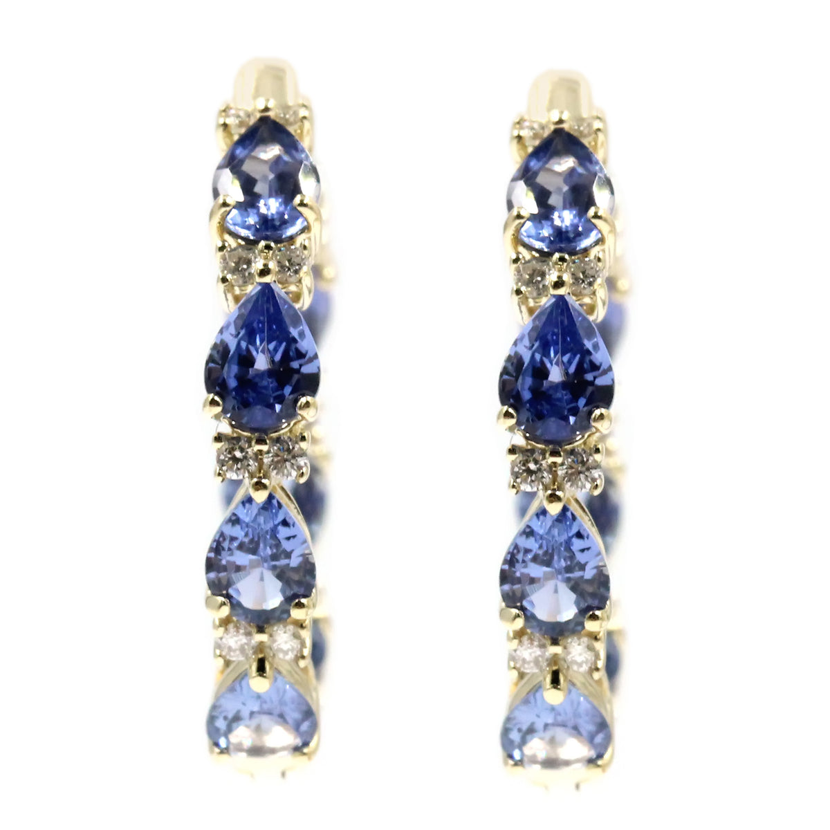 Gilded Lane 14K Gold Pear-Shaped Choice of Sapphire & Diamond Inside-Out Hoop Earrings