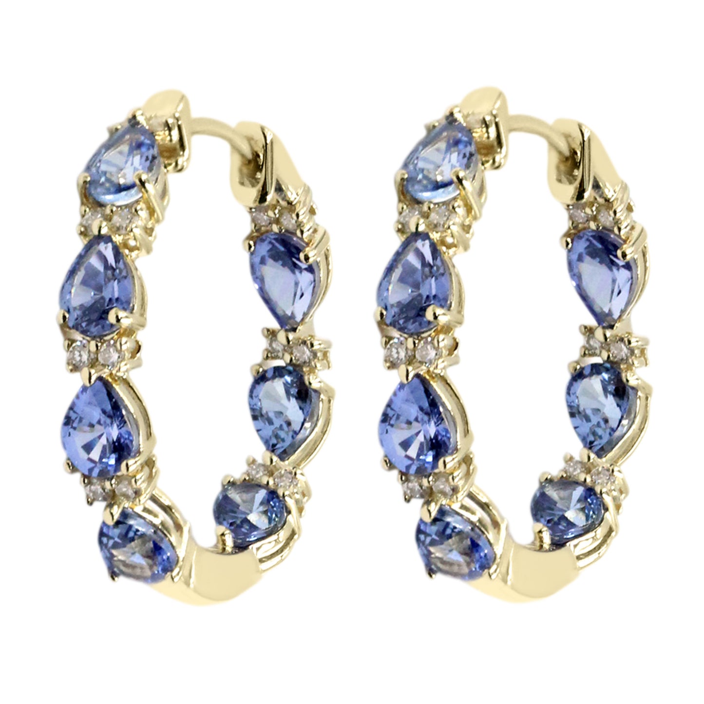 Gilded Lane 14K Gold Pear-Shaped Choice of Sapphire & Diamond Inside-Out Hoop Earrings