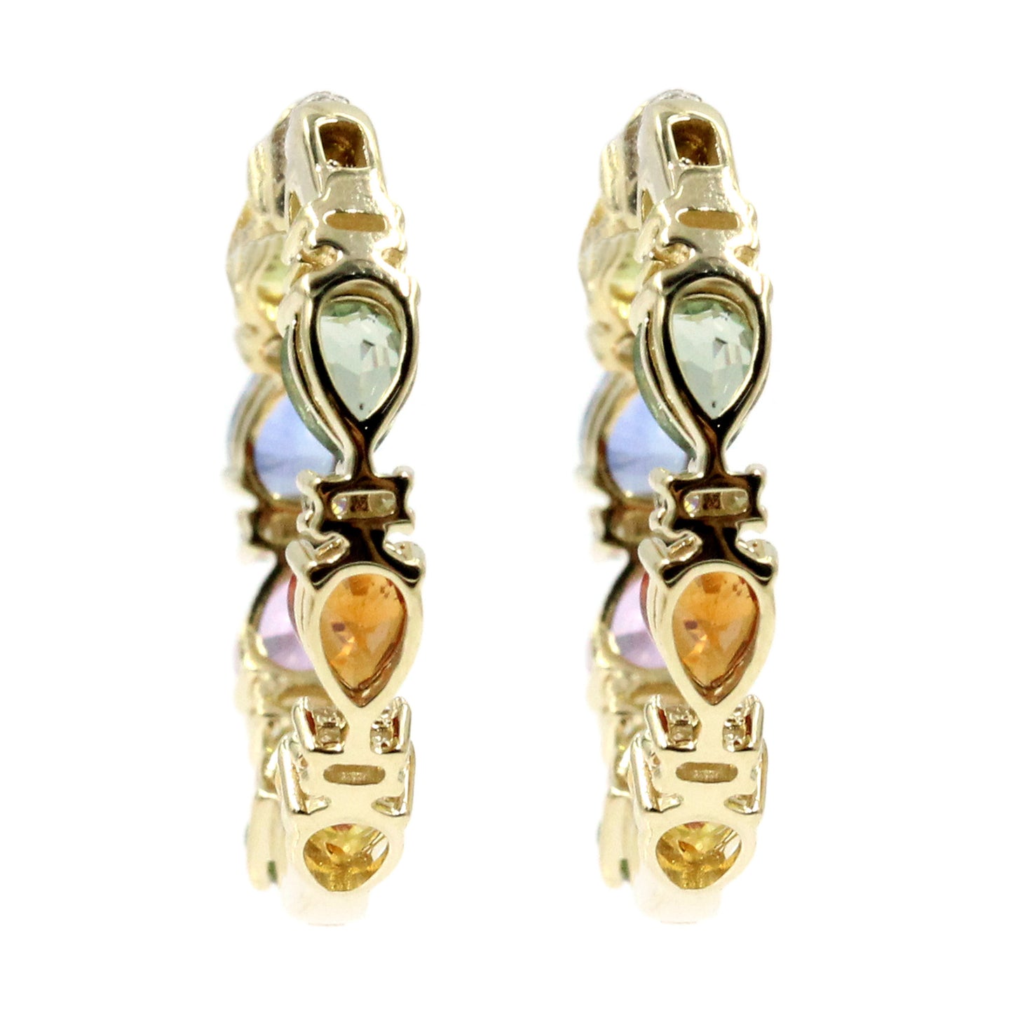 Gilded Lane 14K Gold Pear-Shaped Multi-Sapphire & Diamond Inside-Out Hoop Earrings