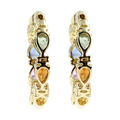 Gilded Lane 14K Gold Pear-Shaped Multi-Sapphire & Diamond Inside-Out Hoop Earrings
