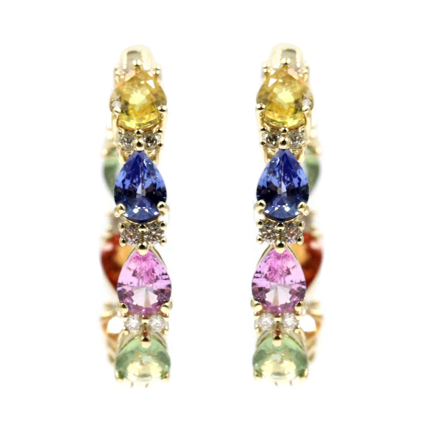 Gilded Lane 14K Gold Pear-Shaped Multi-Sapphire & Diamond Inside-Out Hoop Earrings