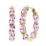 Gilded Lane 14K Gold Pear-Shaped Choice of Sapphire & Diamond Inside-Out Hoop Earrings