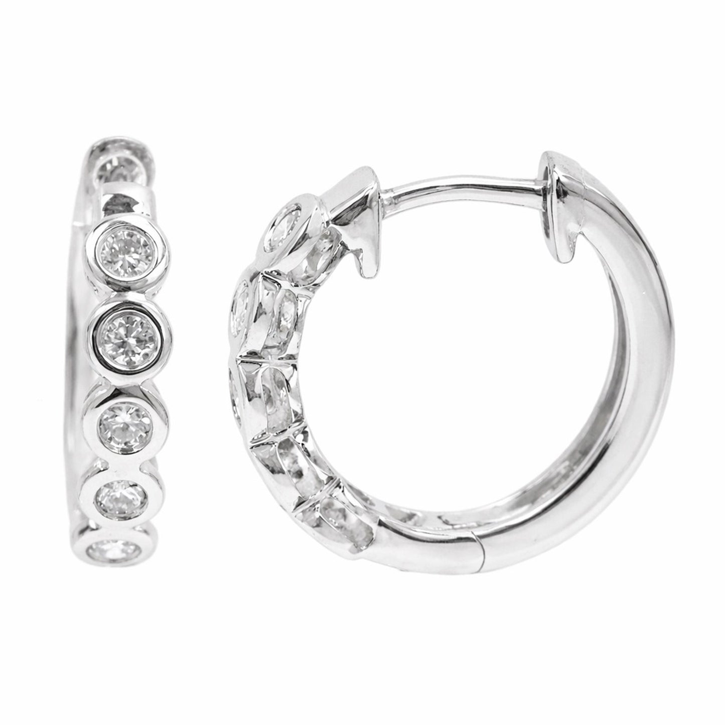 Gilded Lane 14K Gold 0.31ctw Diamond Bezel-Set Hoop Earrings