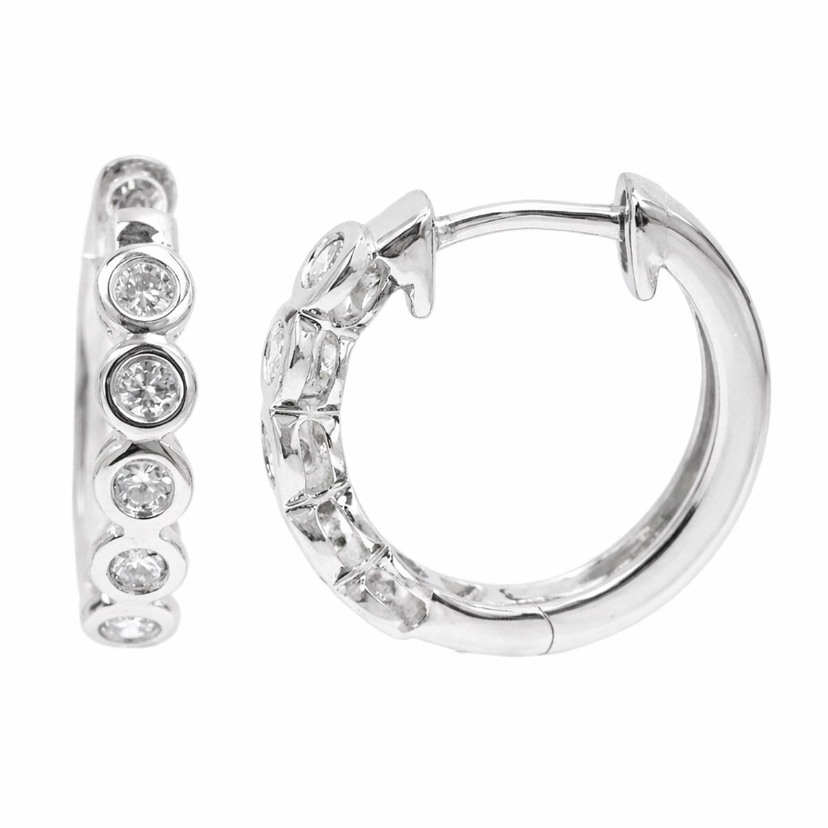 Gilded Lane 14K Gold 0.31ctw Diamond Bezel-Set Hoop Earrings