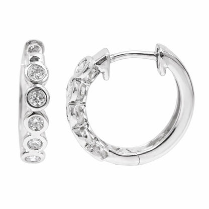 Gilded Lane 14K Gold 0.31ctw Diamond Bezel-Set Hoop Earrings