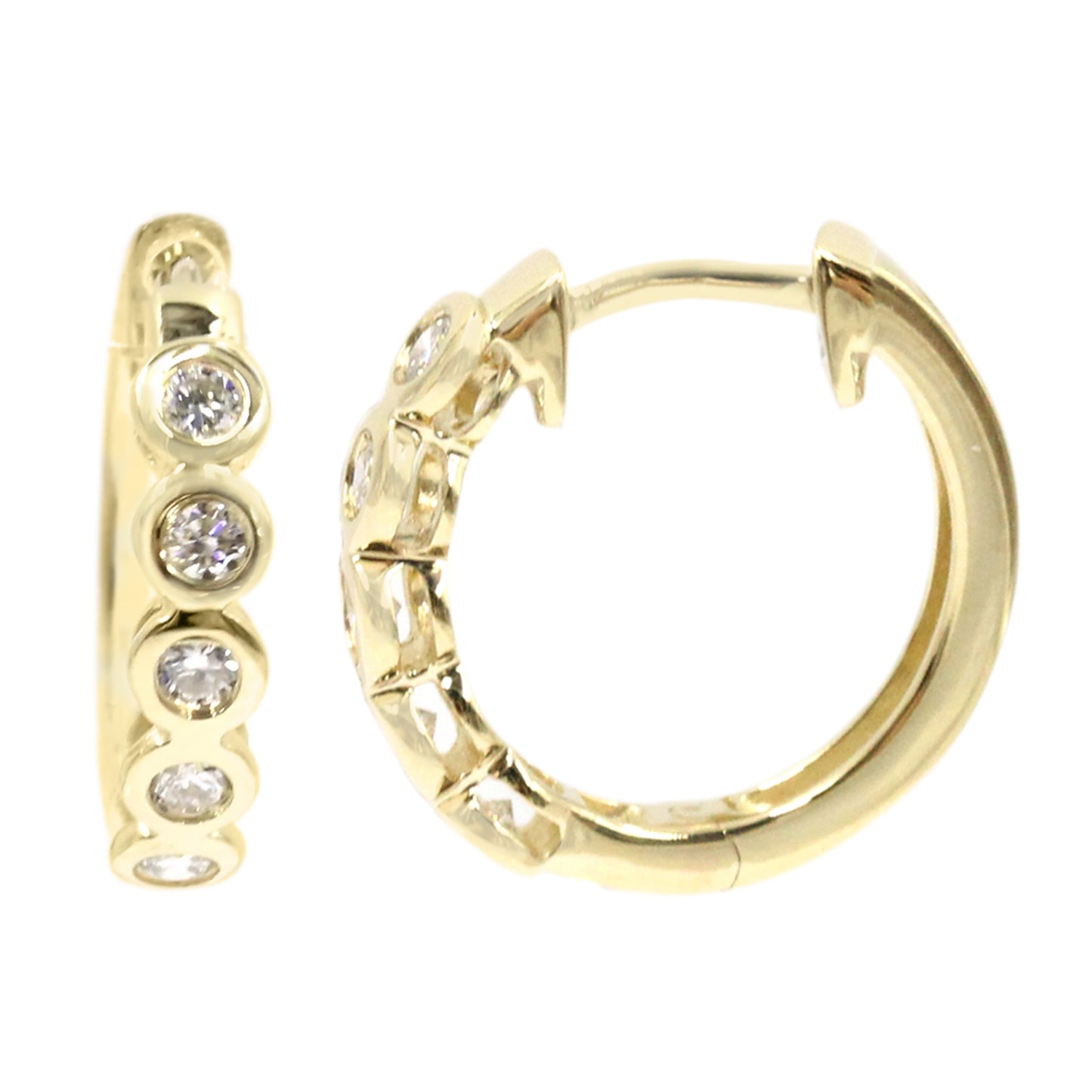 Gilded Lane 14K Gold 0.31ctw Diamond Bezel-Set Hoop Earrings
