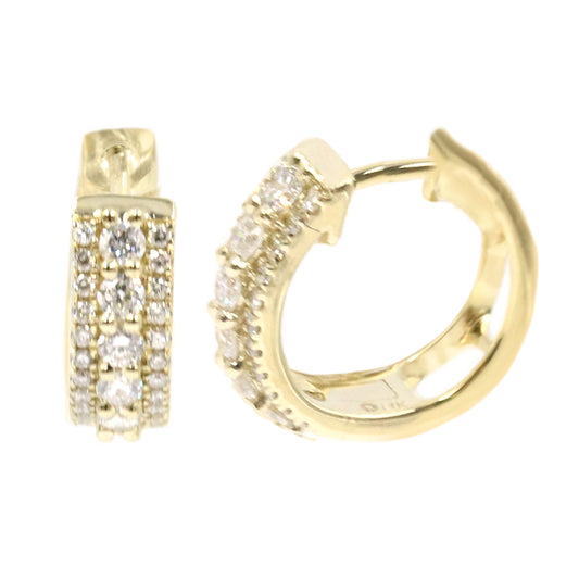 Gilded Lane 14K Gold 0.48ctw Diamond Border Huggie Hoop Earrings