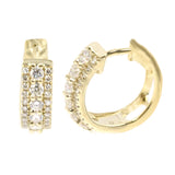 Gilded Lane 14K Gold 0.48ctw Diamond Border Huggie Hoop Earrings