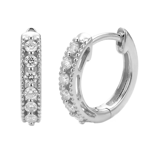 Gilded Lane 14K Gold 0.24ctw Diamond Milgrain Border Hoop Earrings