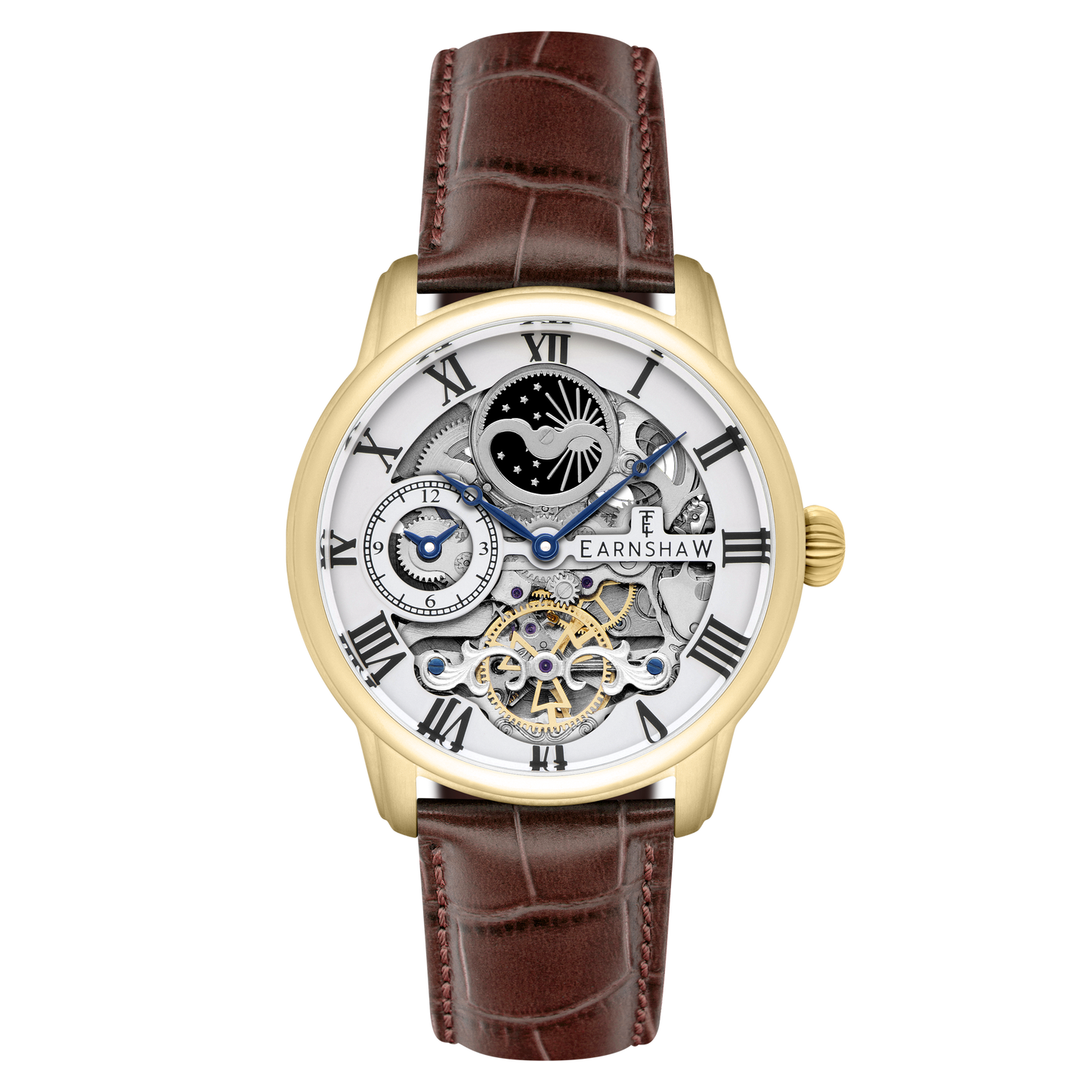 Thomas Earnshaw Men's 44mm Longitude Automatic Skeletonized Strap Watch
