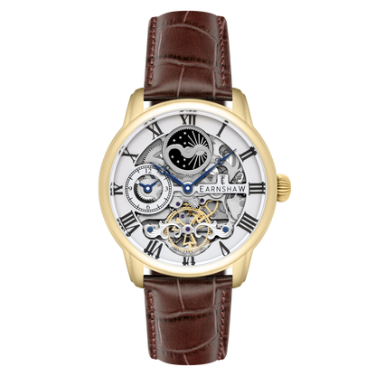 Thomas Earnshaw Men's 44mm Longitude Automatic Skeletonized Strap Watch
