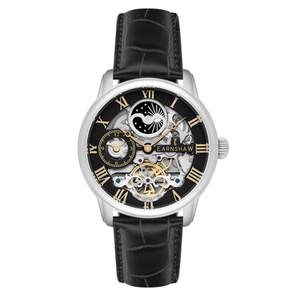 Thomas Earnshaw Men's 44mm Longitude Automatic Skeletonized Strap Watch