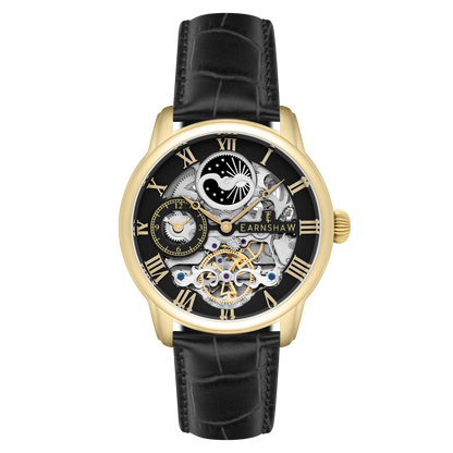 Thomas Earnshaw Men's 44mm Longitude Automatic Skeletonized Strap Watch