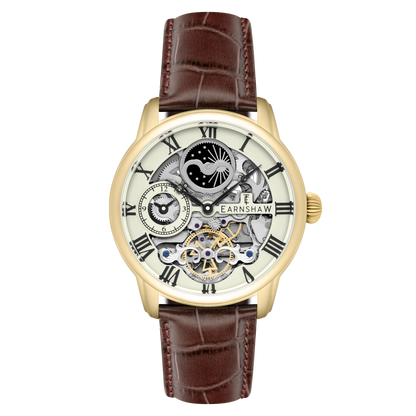 Thomas Earnshaw Men's 44mm Longitude Automatic Skeletonized Strap Watch
