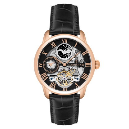 Thomas Earnshaw Men's 44mm Longitude Automatic Skeletonized Strap Watch