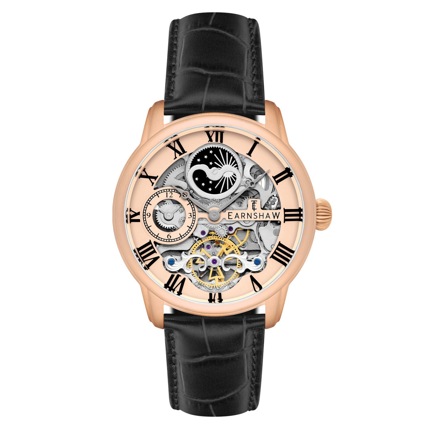 Thomas Earnshaw Men's 44mm Longitude Automatic Skeletonized Strap Watch