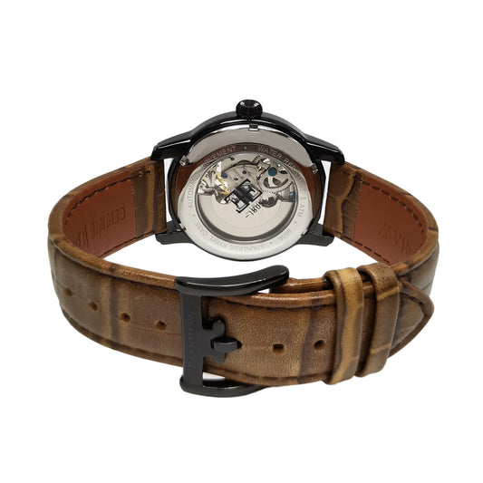 Thomas Earnshaw Men's 44mm Longitude Automatic Moonphase Skeletonized Leather Strap Watch