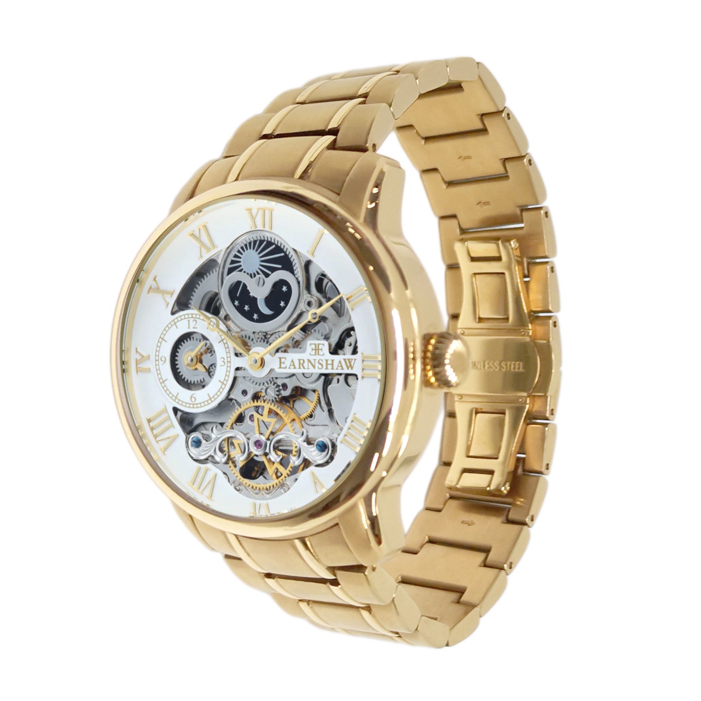 Thomas Earnshaw Men's 44mm Longitude Automatic Moonphase Skeletonized Bracelet Watch