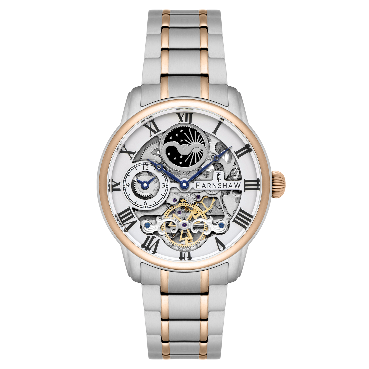 Thomas Earnshaw Men's 44mm Longitude Automatic Moonphase Skeletonized Bracelet Watch