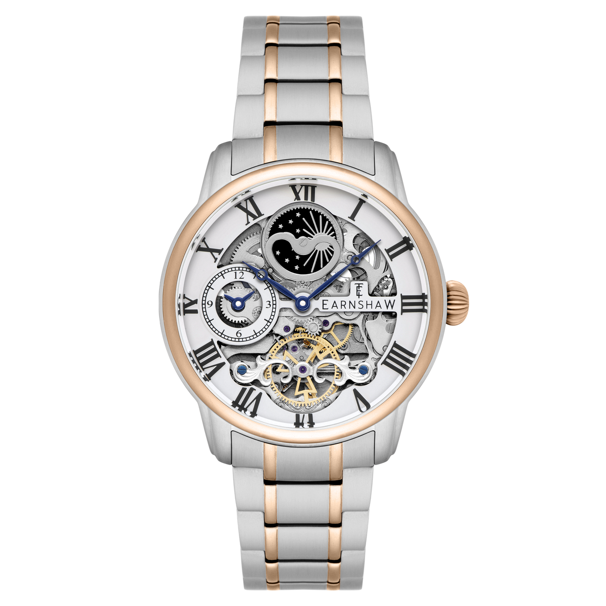 Thomas Earnshaw Men's 44mm Longitude Automatic Moonphase Skeletonized Bracelet Watch