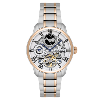 Thomas Earnshaw Men's 44mm Longitude Automatic Moonphase Skeletonized Bracelet Watch