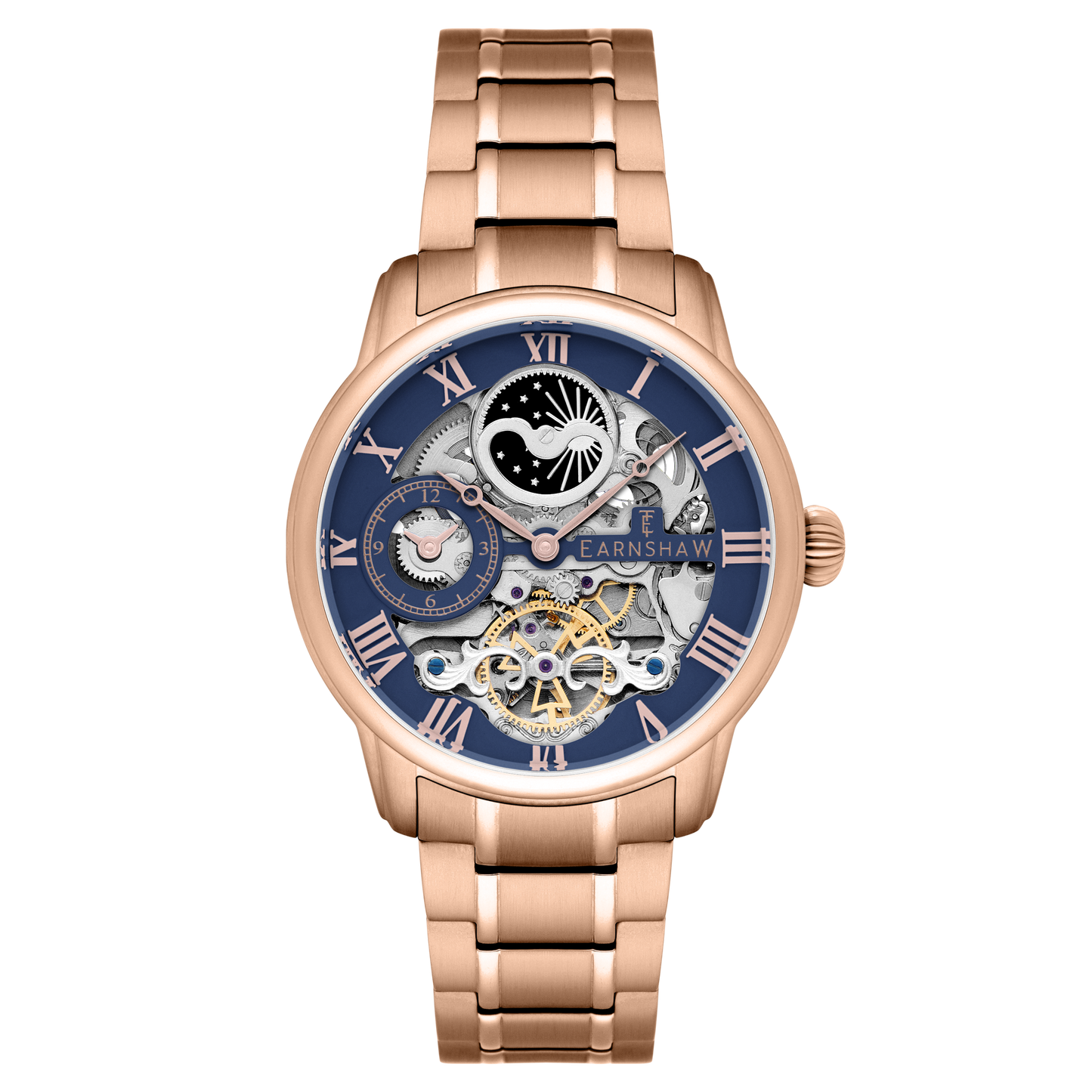 Thomas Earnshaw Men's 44mm Longitude Automatic Moonphase Skeletonized Bracelet Watch
