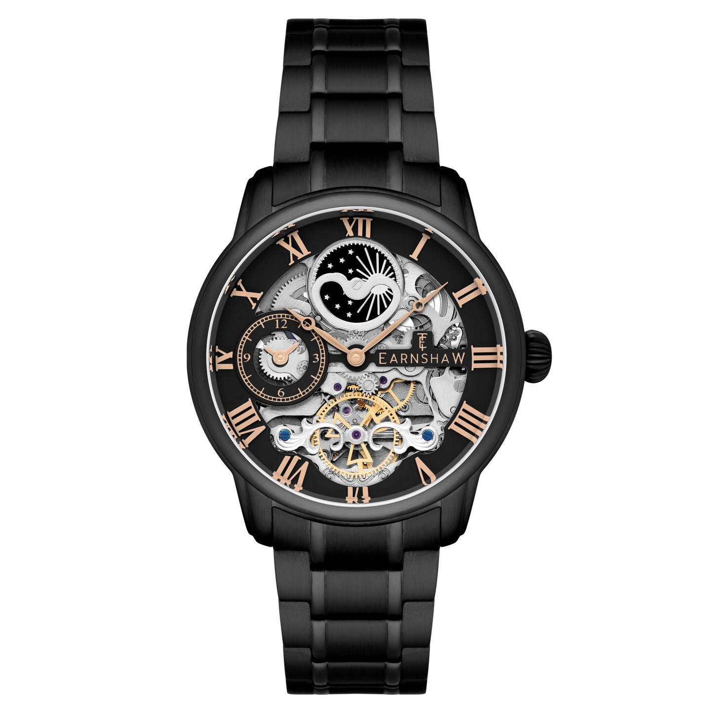 Thomas Earnshaw Men's 44mm Longitude Automatic Moonphase Skeletonized Bracelet Watch