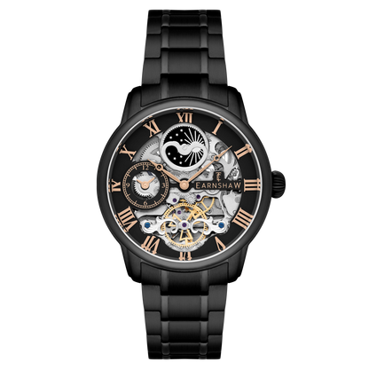 Thomas Earnshaw Men's 44mm Longitude Automatic Moonphase Skeletonized Bracelet Watch