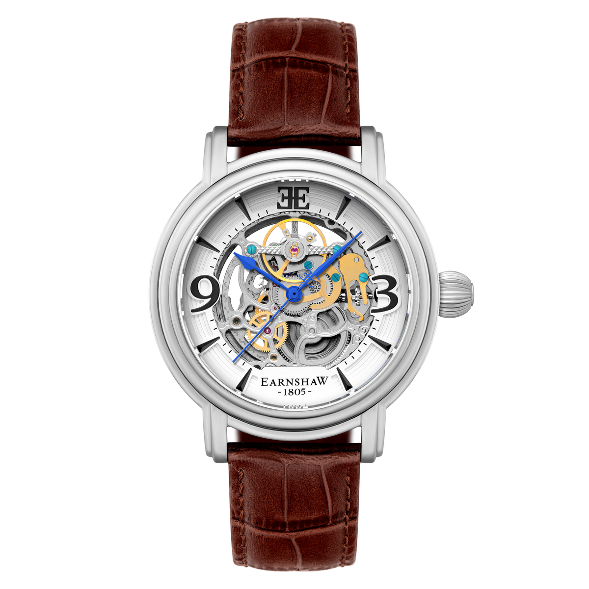 Thomas Earnshaw Men's 48mm Longcase Grande Auto Skeletonized Strap Watch