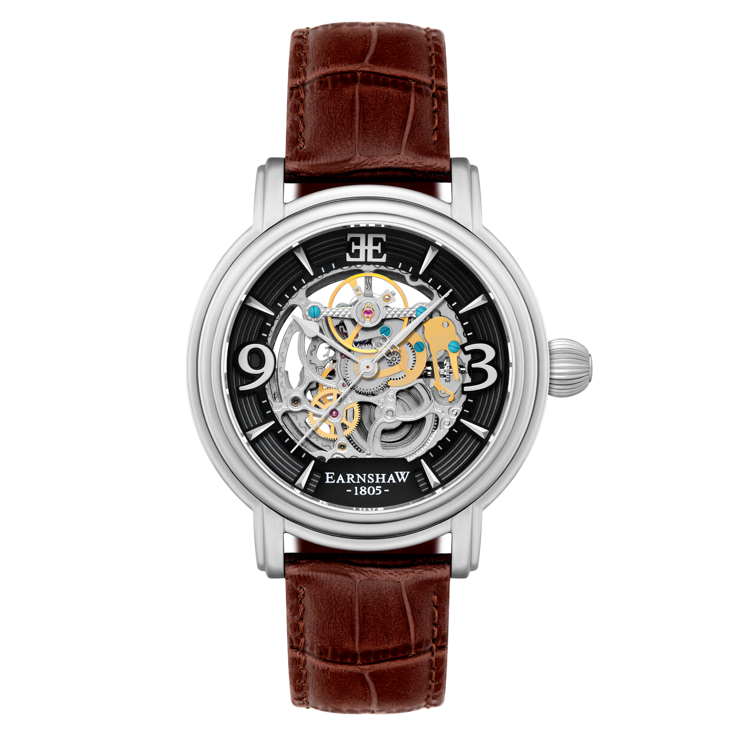 Thomas Earnshaw Men's 48mm Longcase Grande Auto Skeletonized Strap Watch