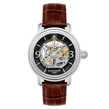 Thomas Earnshaw Men's 48mm Longcase Grande Auto Skeletonized Strap Watch