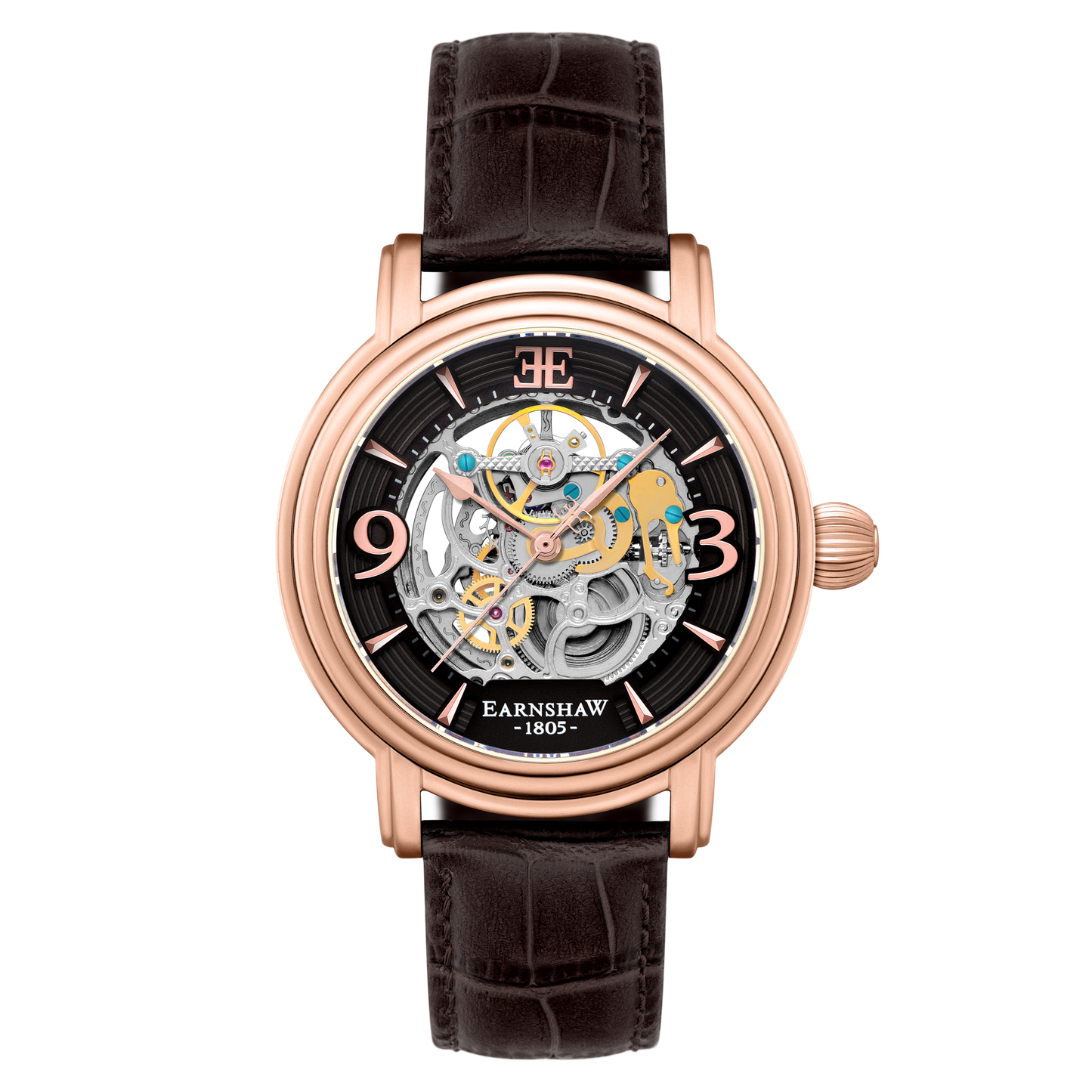 Thomas Earnshaw Men's 48mm Longcase Grande Auto Skeletonized Strap Watch