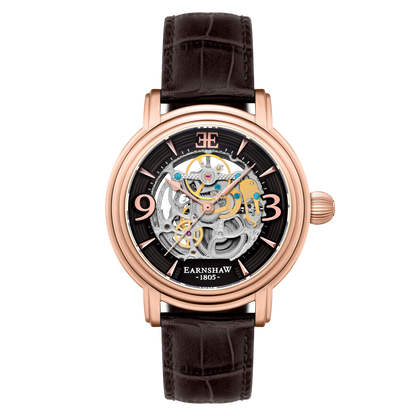 Thomas Earnshaw Men's 48mm Longcase Grande Auto Skeletonized Strap Watch