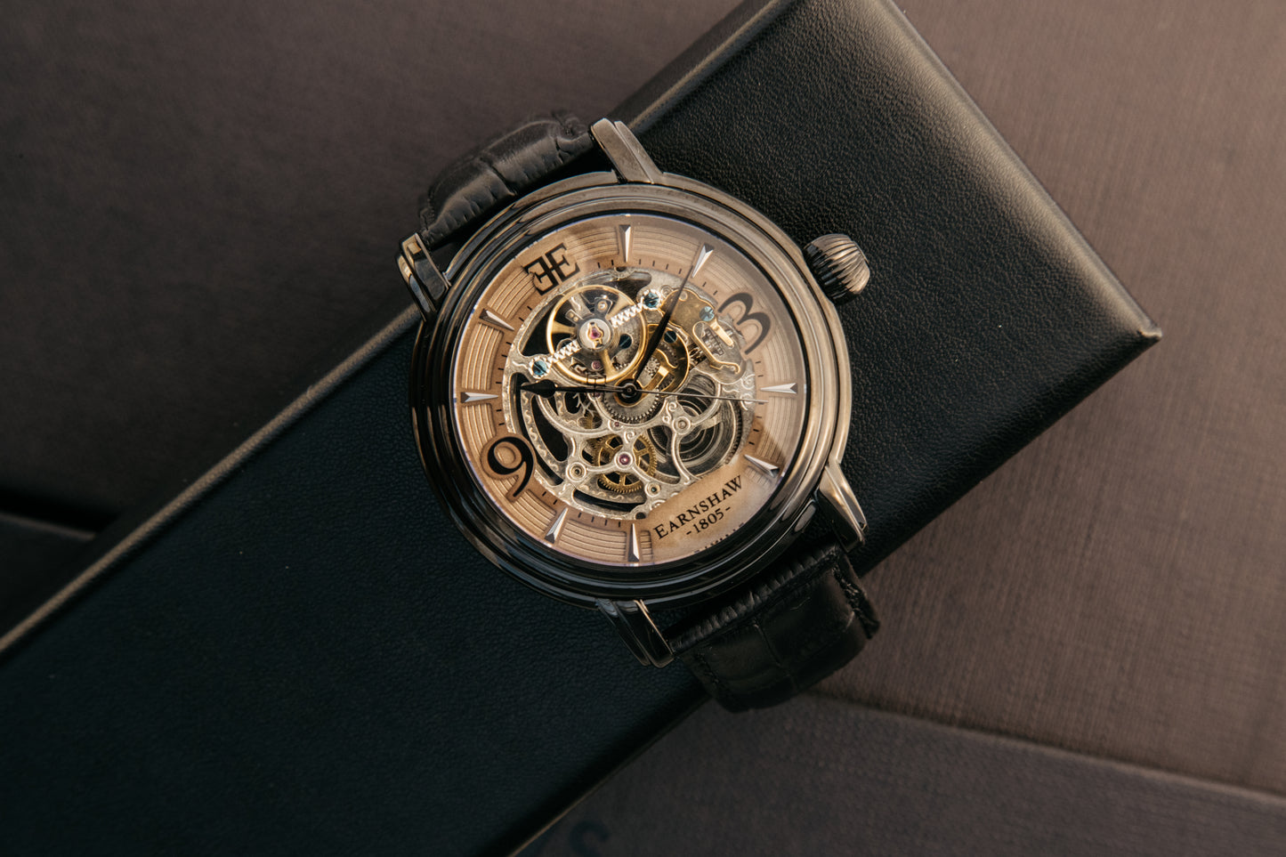 Thomas Earnshaw Men's 48mm Longcase Grande Auto Skeletonized Strap Watch