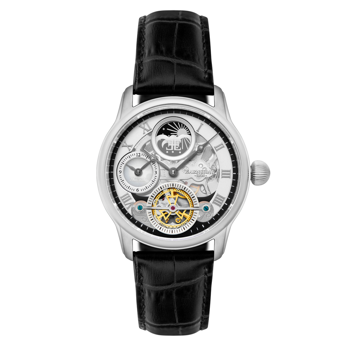 Thomas Earnshaw Men's 42mm Longitude Shadow Automatic Leather Strap Watch