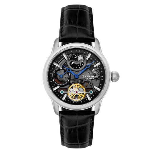 Thomas Earnshaw Men's 42mm Longitude Shadow Automatic Leather Strap Watch