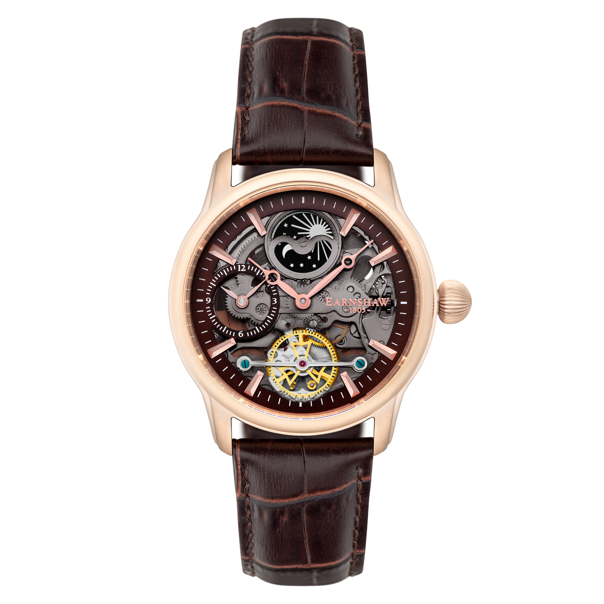 Thomas Earnshaw Men's 42mm Longitude Shadow Automatic Leather Strap Watch