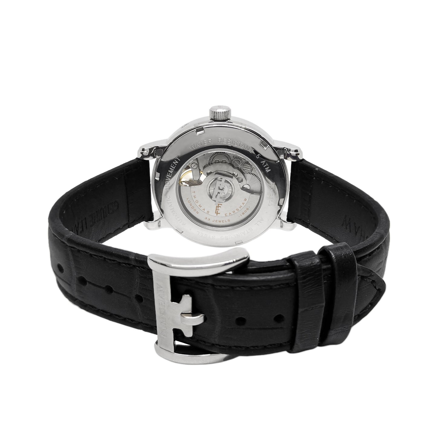 Thomas Earnshaw Men's 43mm Longcase Automatic Double Retrograde Calendar Leather Strap Watch