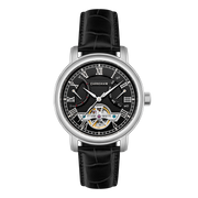Thomas Earnshaw Men's 43mm Longcase Automatic Double Retrograde Calendar Leather Strap Watch
