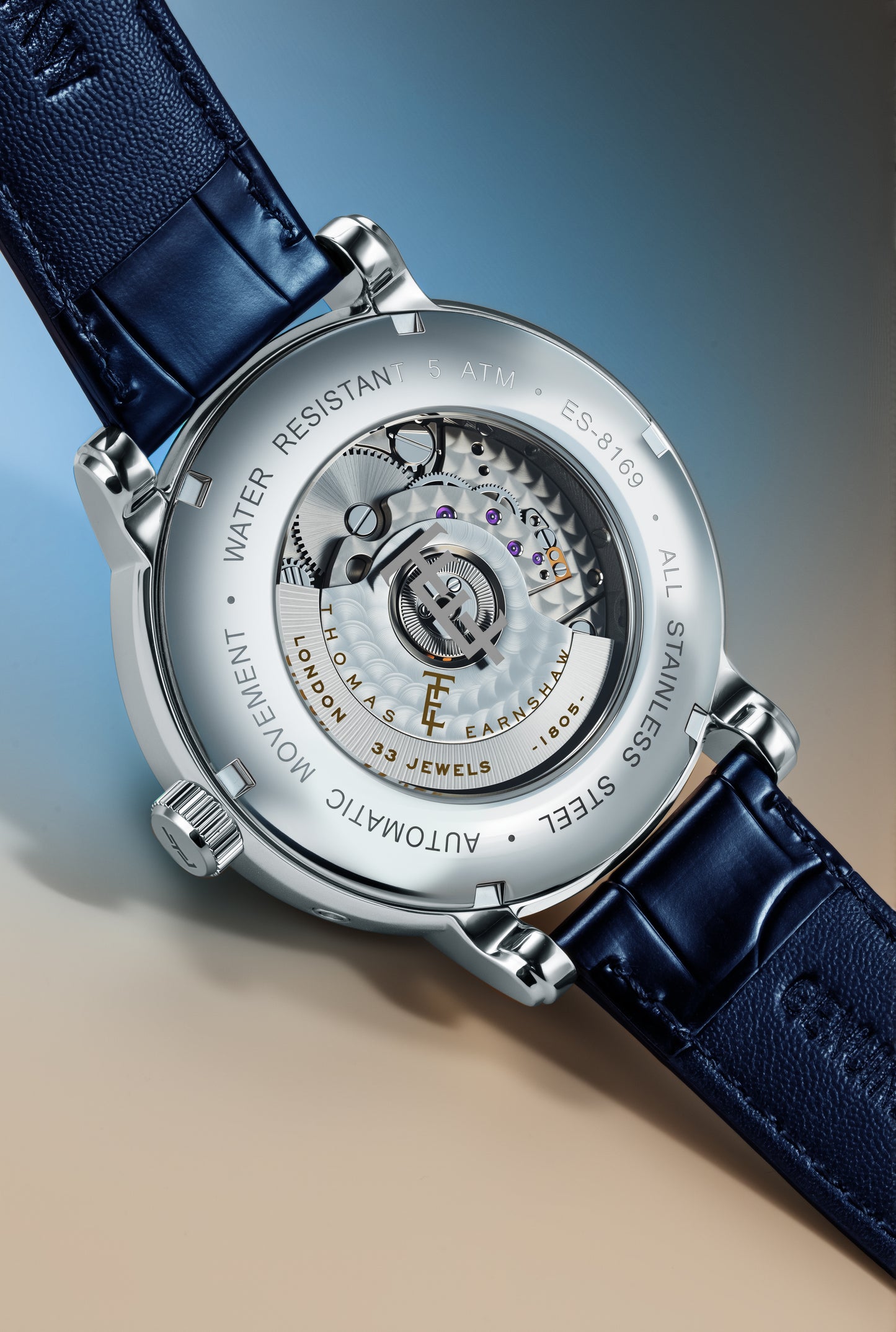 Thomas Earnshaw Men's 43mm Longcase Automatic Double Retrograde Calendar Leather Strap Watch