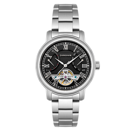 Thomas Earnshaw Men's 43mm Longcase Automatic Double Retrograde Calendar Bracelet Watch