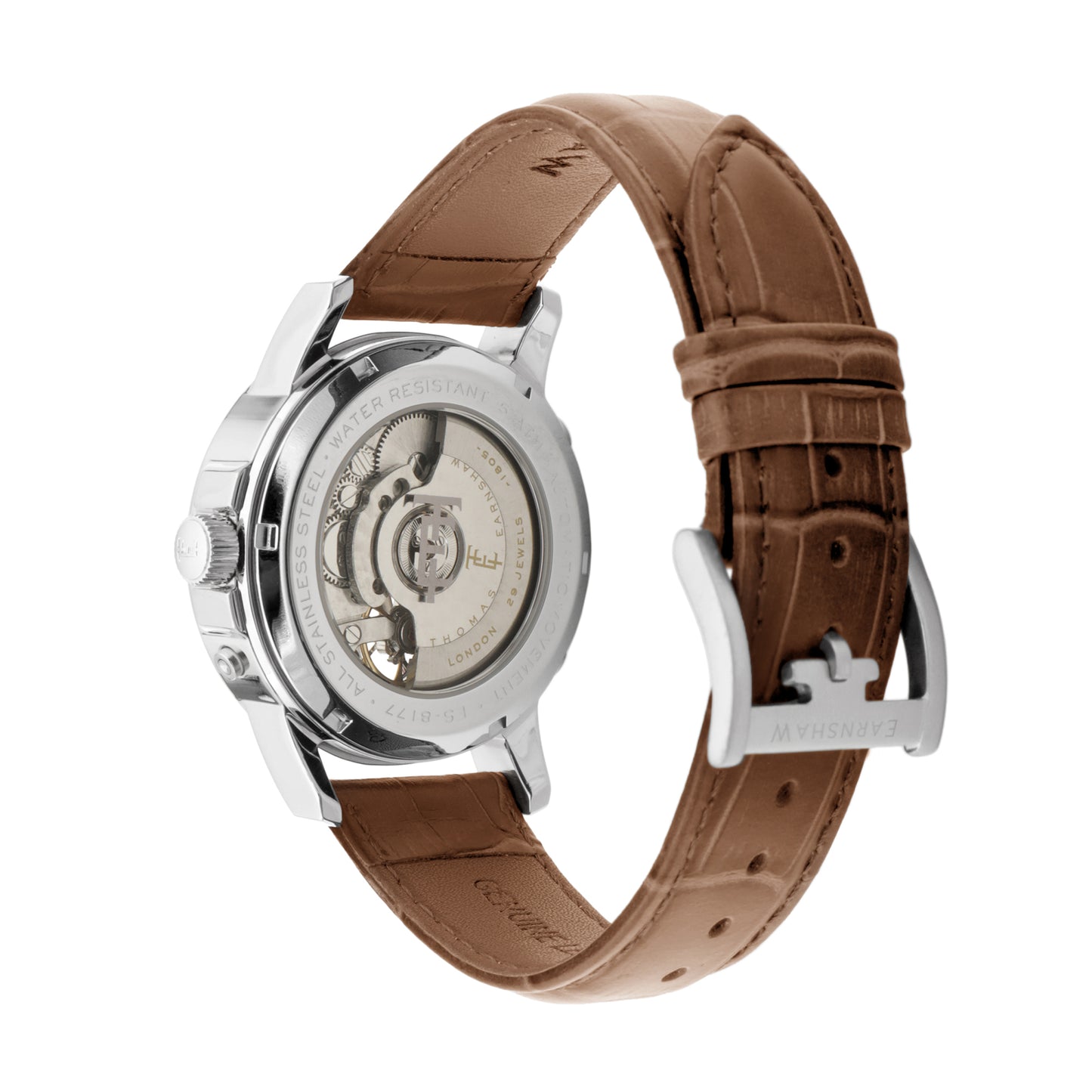 Thomas Earnshaw Men's 42mm Marlyebone Automatic Grand Date Calendar Leather Strap Watch