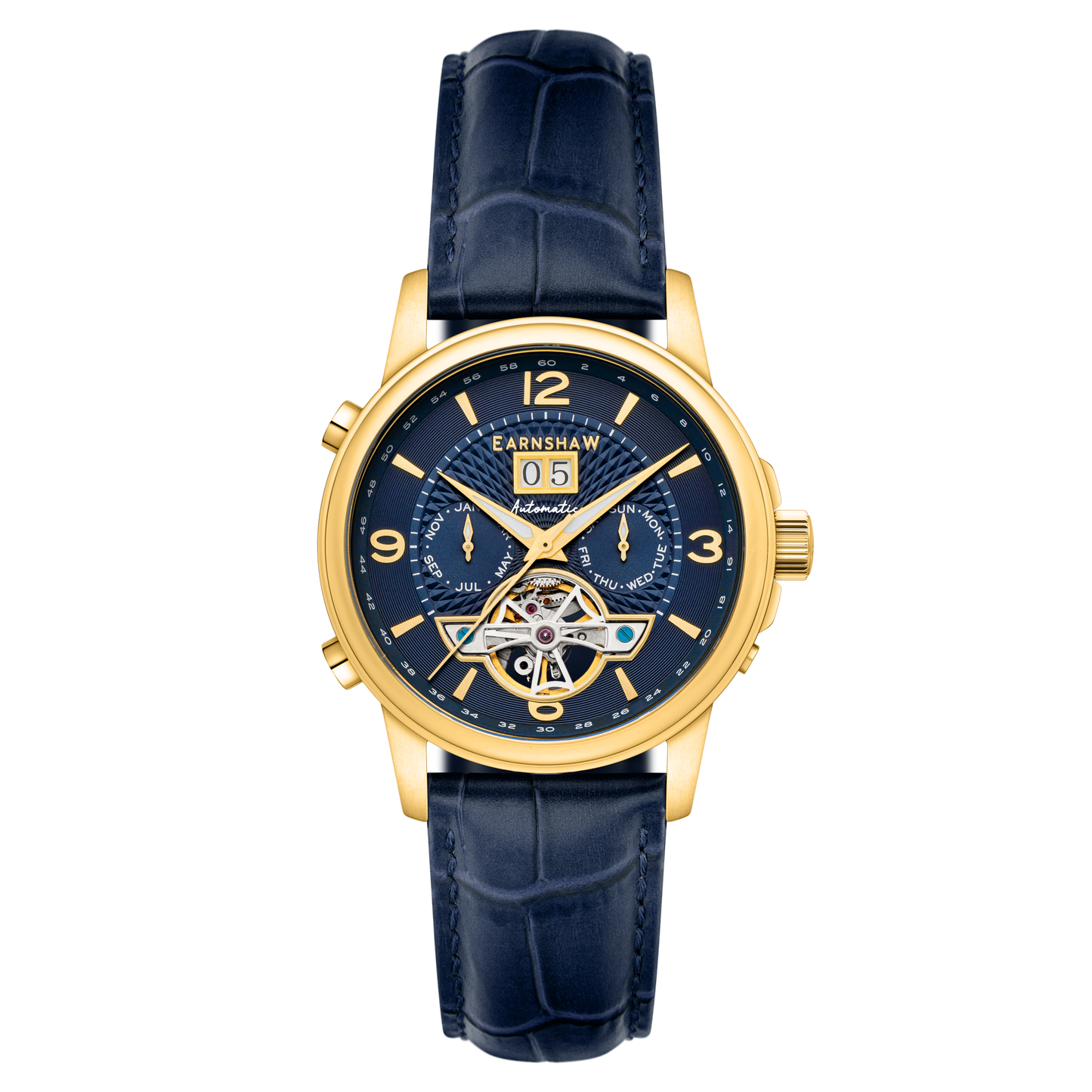 Thomas Earnshaw Men's 42mm Marlyebone Automatic Grand Date Calendar Leather Strap Watch
